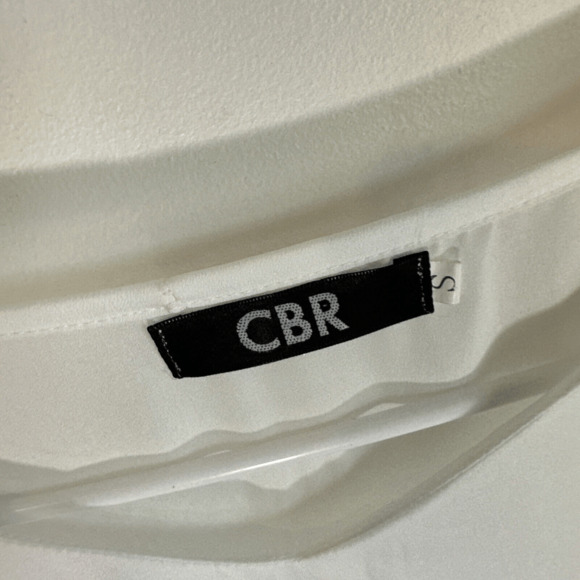 CBR white Shirt flutter Sleeves Womans Size Small Cotton Blend - Picture 5 of 9